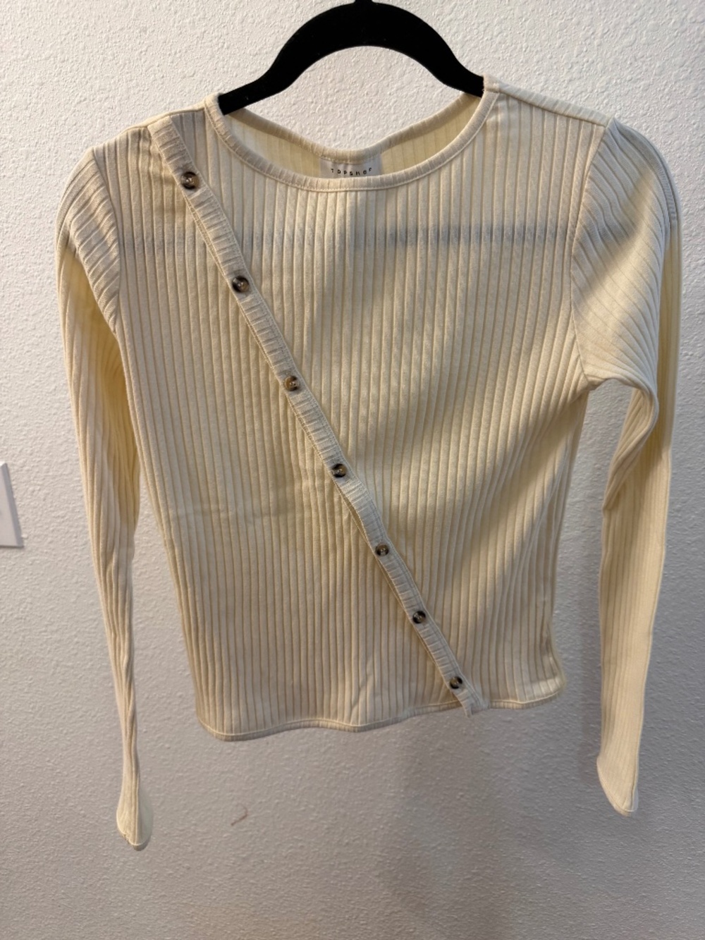 Buttoned Cross Body Long Sleeve Top